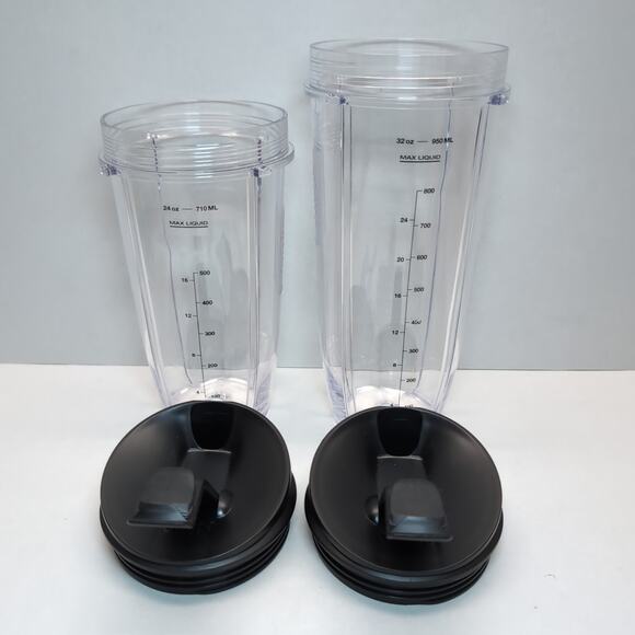 Lot of 2 Nutri Ninja Replacement Blender Cups 24oz and 32oz With Sip & Seal Lids - Picture 4 of 8